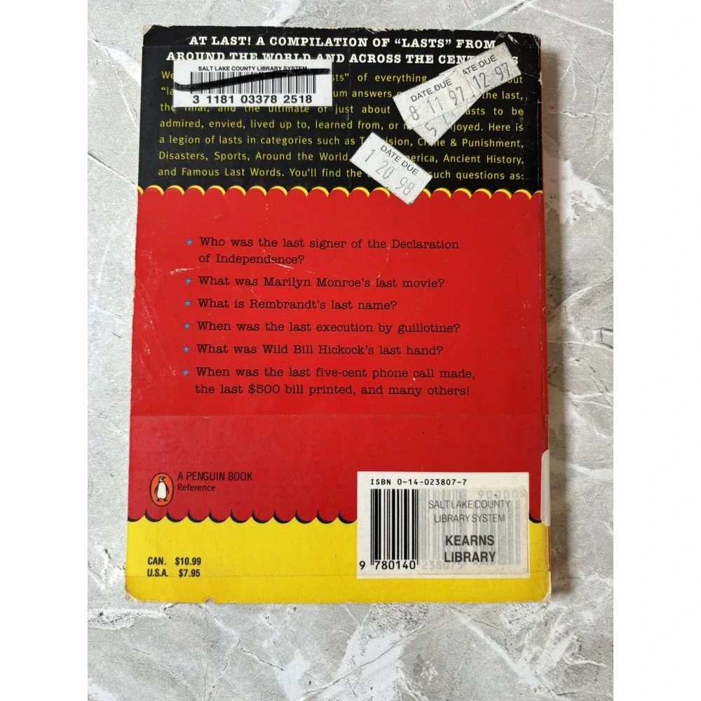 The Book of Lasts : An Astonishing Collection of Last Acts, Last Laughs - GOOD